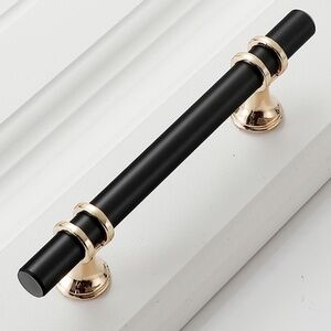 Black and Gold Cabinet Pulls, Drawer Knob Pull Handles Dresser Pulls, Zinc Pulls